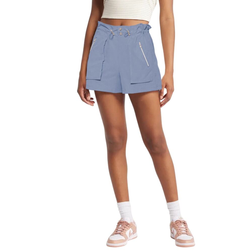 NWT C&C California High Rise Lightweight Stretch Woven Zip Pocket Bungee Shorts - Picture 2 of 5